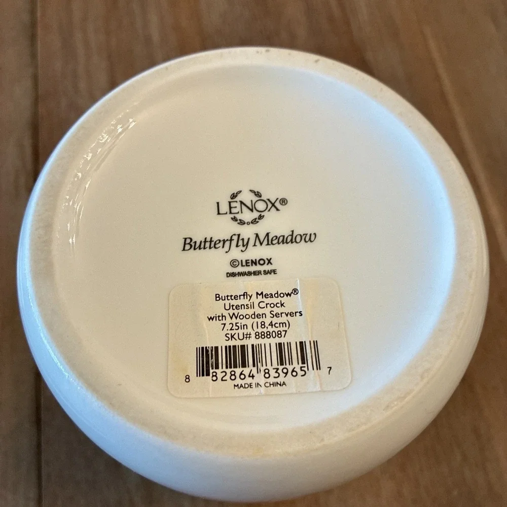 Lenox Utensil Crock Butterfly Meadow W/ Spatulas Cottage Core Country
